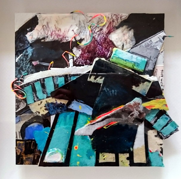 Rocket - Art work in mixed media on card by Kirsten Mortimer